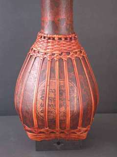Wicker Vase Laquered and Hand Painted Basket FREE SHIP  