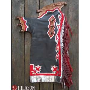  New Hilason Bull Riding Smooth Leather Rodeo Western Chaps 