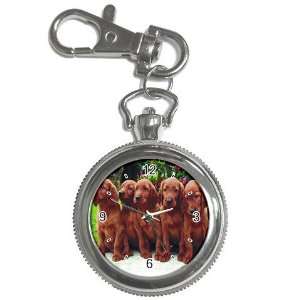  Irish Setter Puppy Dog 2 Key Chain Pocket Watch N0695 