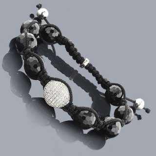 Disco Ball Style Bracelet with Black Crystal Beads 8 Crystals  