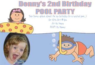 Childrens Swimming Birthday Party Invitations  