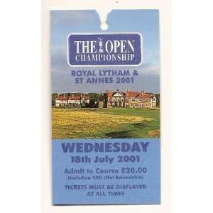  2001 British Open Ticket wenesday july 18th practice Round 