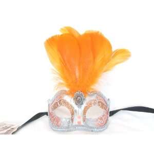  Orange Silver Ciuffo Corto Star Feather Venetian 