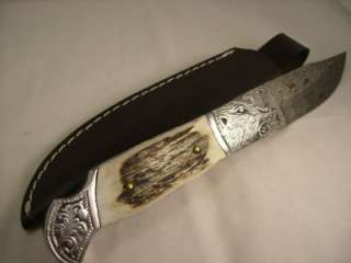 25 inch Damascus steel blade ,hunting knife /Leather Sheath with 