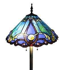 PARIS BLUE STAINED GLASS TIFFANY STYLE FLOOR LAMP D 18  