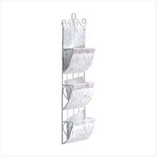 WROUGHT IRON WALL MAIL RACK  3 POCKET LETTER ORGANIZER  