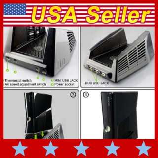 Vertical Cooler Stand Cooling Fan HUB for Xbox 360 Slim  