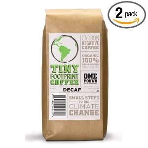 Tiny Footprint Coffee Organic Decaf Roast Ground Coffee, 16 Ounce Bags 