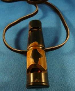 Buffalo Horn CARVED WHISTLE 2 Side Leather Necklace Spirit Dog 