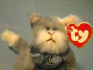 TY ATTIC TREASURES 1993 WHISKERS GRAY JOINTED CAT & TAG  