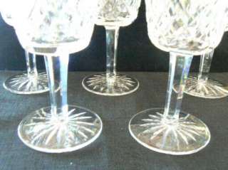   Crystal 7 Tall Lismore Water Red Wine Glasses Etched Signed Mint