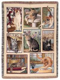 Frederick The Literate by Wysocki ~ Kitty Cat Jacquard Woven Tapestry 