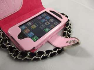 PINK DESIGNER LEATHER CASE COVER FOR IPHONE 4 4S WALLET PURSE BUMPER 