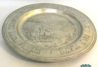 Rare Antique German Pewter Passover Seder Plate Germany Ca 1800 