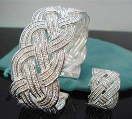 HOTSALE Classic Nice jewelry 925silver elegant wide mesh bangle/ring 