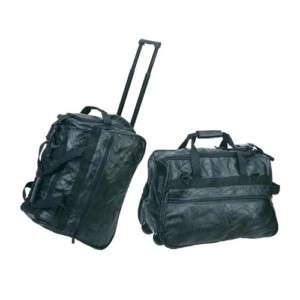 Two   20 Genuine Leather Wheeled Leather Luggage Bag  
