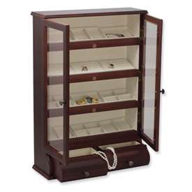 New Walnut Finish Jewelry Cabinet Makes A Perfect Gift  