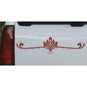 Wide Ornamental Accent Car Window Wall Laptop Decal Sticker    Brown 