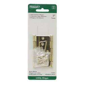  Carded Pair Non Mortise Hinge 3 Brass Plated Steel LQ 