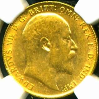 1907 GR.BRITAIN EDWARD VII GOLD COIN SOVEREIGN NGC CERTIFIED GENUINE 
