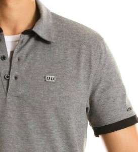 Armani Exchange Tipped Pique Stretch Polo Shirt Black NWT  