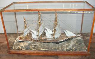   Wooden Sailing Ship Model 3 Masted Schooner Barque Diorama  
