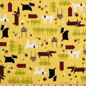  44 Wide Whiskers And Tails Dogs Yellow Fabric By The 