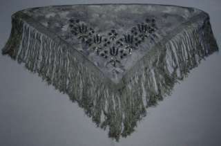   costume shawl Tekov peasant kroj Slovakia sequined scarf art  