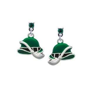 Derby Hat with Pipe Emerald Swarovski Post Charm Earrings [Jewelry]