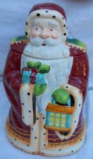 SANTA CLAUS COOKIE JAR NONNIS 12x86 CHRISTMAS RED ROBE HOLLY 