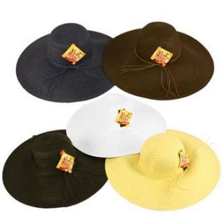 UPF 50 Sun Beach Hat Floppy Ribbon Large 6 Brim Navy  