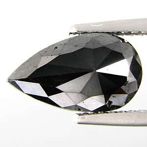 Certified2.60Cts PEAR ROSE CUT AAA BLACK REAL DIAMOND  