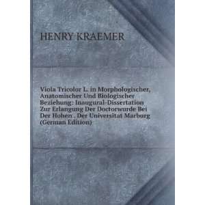   Hohen . Der Universitat Marburg (German Edition) HENRY KRAEMER Books