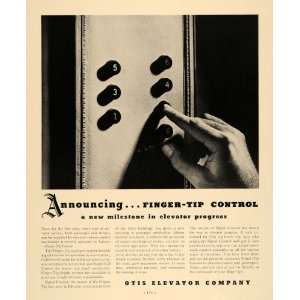  1936 Ad Otis Elevator Finger Tip Control Service Line 