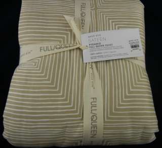 POTTERY BARN WEST ELM PYRAMID SATEEN FULL QUEEN DUVET COVER NEW IN 