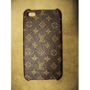  iPhone 4 Leather Hard Back Case Cover Brown Monogram 4g 