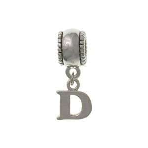  Silver Plated Charm Hanger with Large Silver Initial   D 