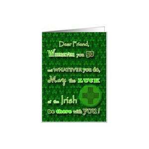   Patricks Day Card for Friend, Irish Blessing with Celtic Cross Card