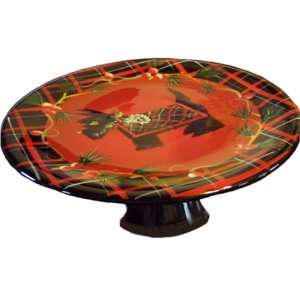 Scotty Dog Christmas 12 Footed Cake Plate
