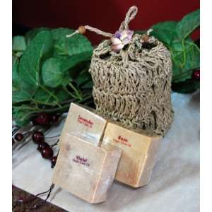  Handmade All Natural Herbal Olive Oil Soaps in Crochet Bag 