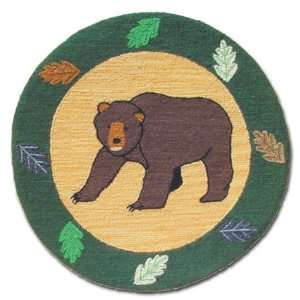   theme Cabin Bear lodge round area rugs 36 Dia.