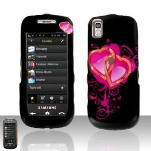  Black with Pink Double Chain Heart Rubberized Snap on Hard 