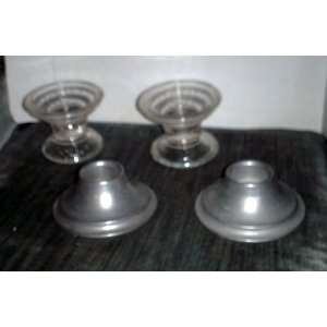  Pewter and Glass Candle Holders 