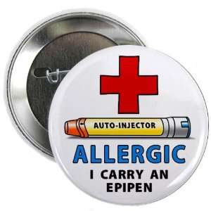 ALLERGY ALERT I Carry an EPIPEN Yellow Medical Alert 2.25 inch Pinback 