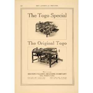  1913 Ad Brown Togo Folding Machine Antique Printing 