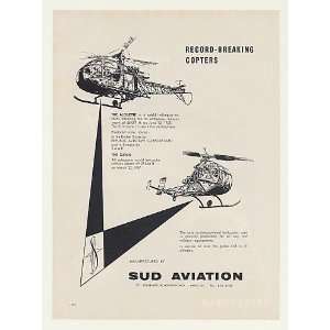  1959 Sud Aviation Alouette Djinn Helicopters Print Ad 