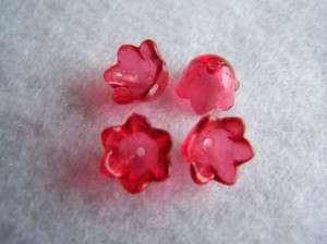 14 pcs Red Transparent Acrylic Flower Beads 10mm ACB33a  