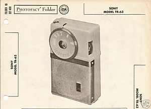 Sony Model TR 63 Transistor AM Radio Photofact 1958  