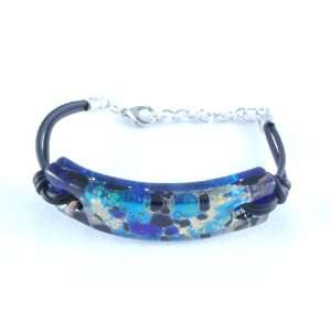  Blue Black Gold Venetian Murano Glass Bracelet Jewelry