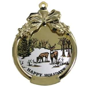  Gloria Duchin Goldtone Collectible Bulb Ornament with Deer 